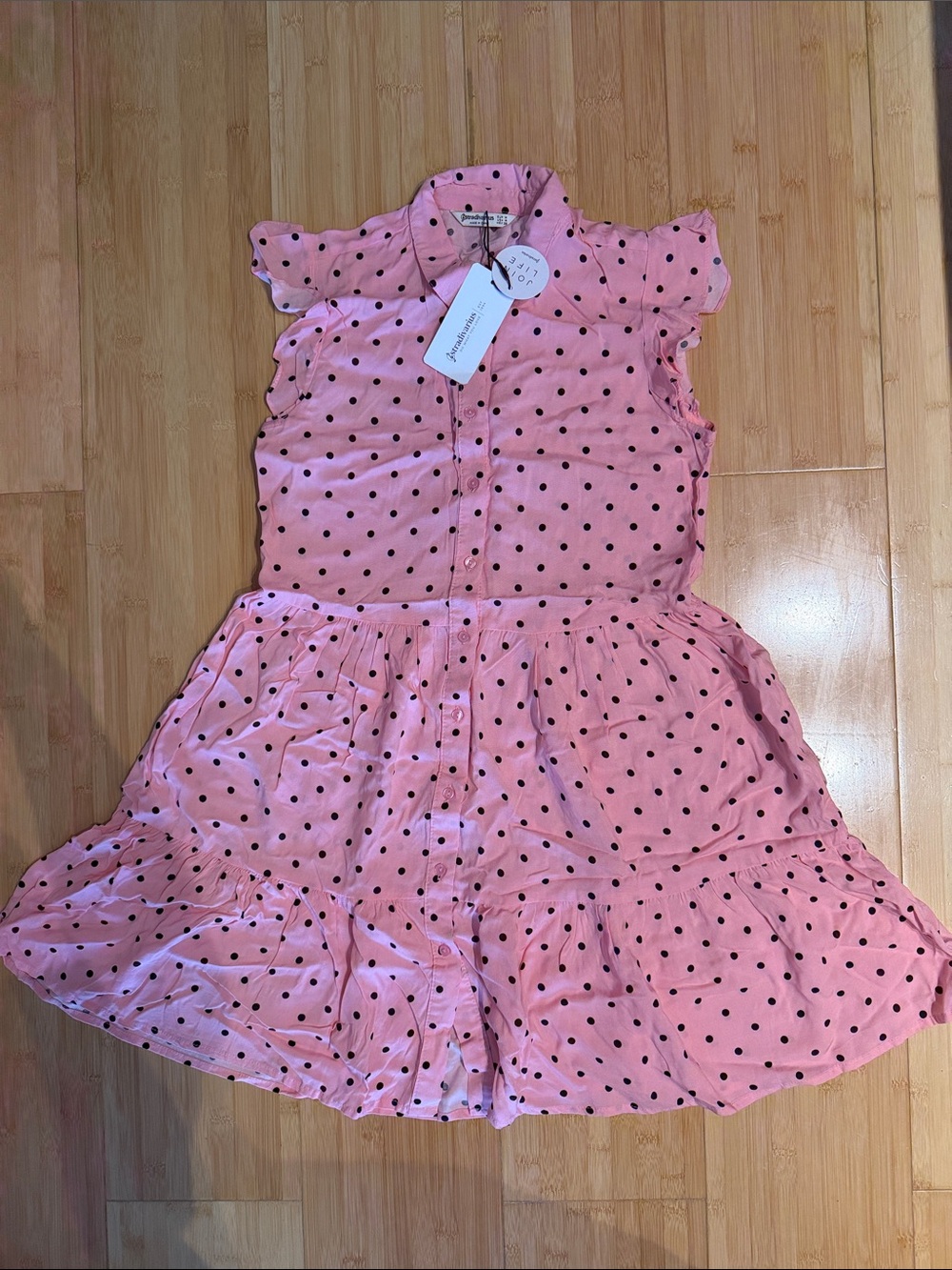 Stradivarius Pink Polka Dot Ruffle Sleeve Dress